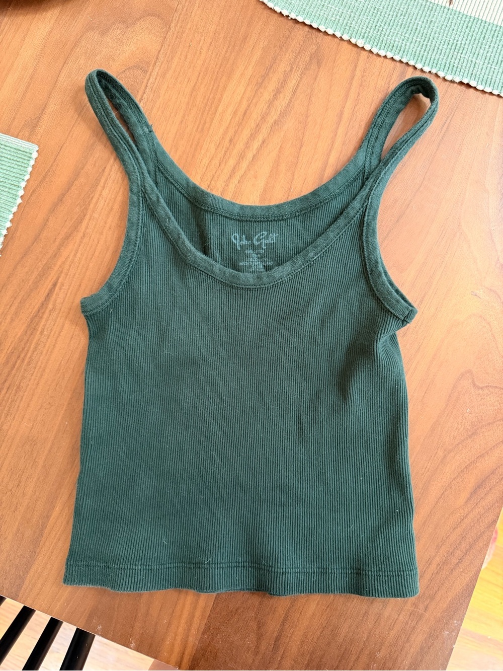Brandy Melville Green Ribbed Tank Top - Women's Casual Layering Tee